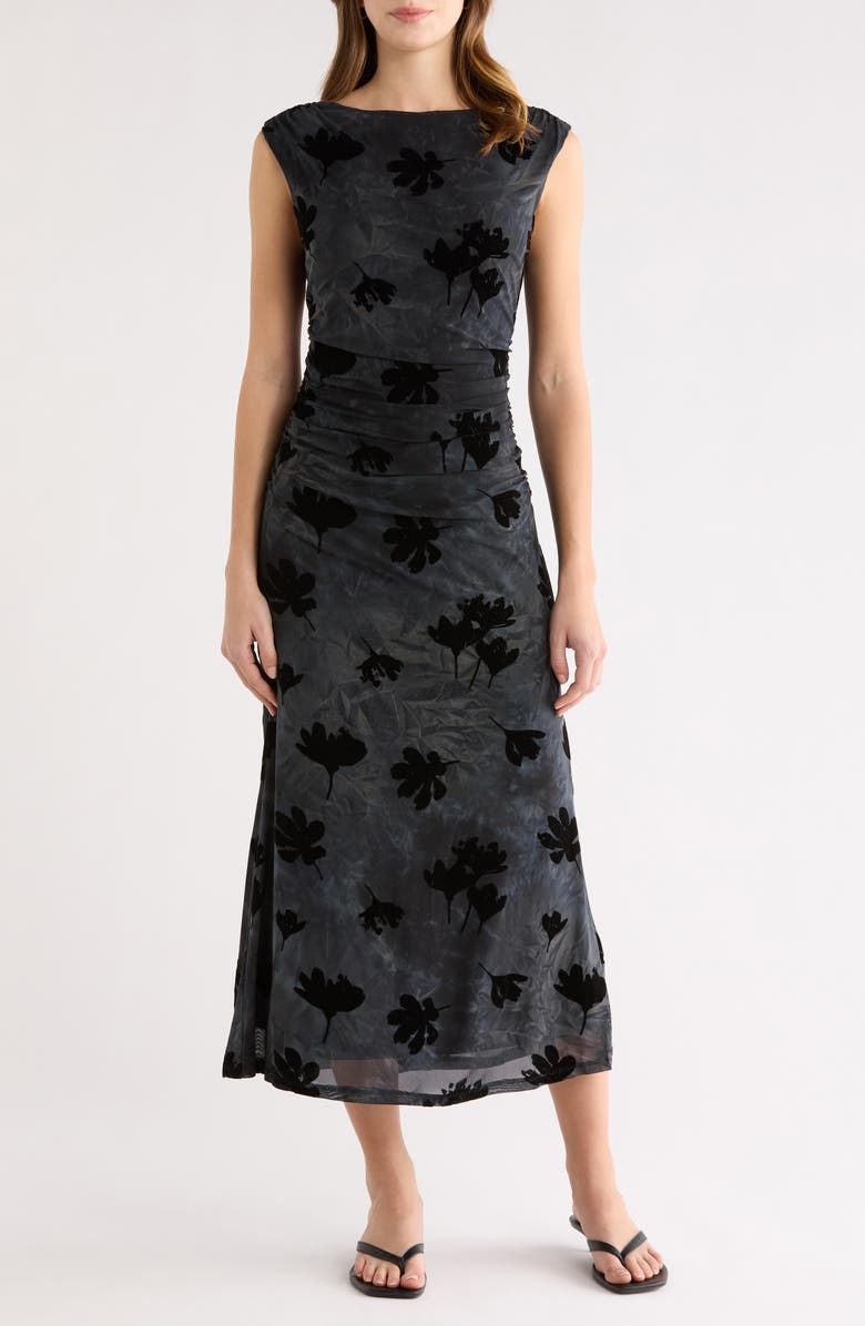 ASTR the Label Tionne Burnout Midi Dress, Main, color, Teal Black