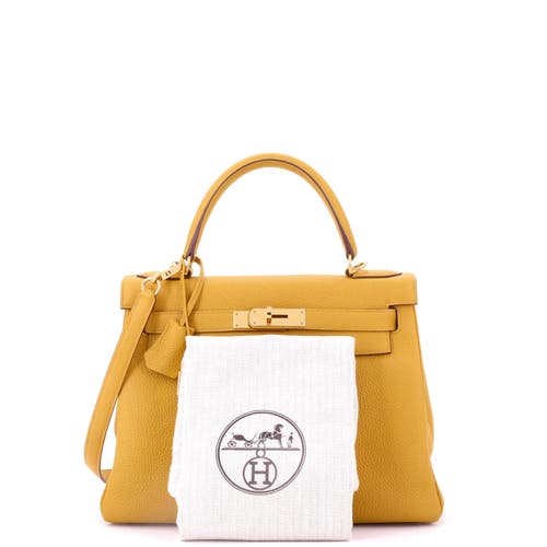 Pre-owned Hermes Hermes Kelly Handbag Yellow Togo With Gold Hardware 28 In Yellow