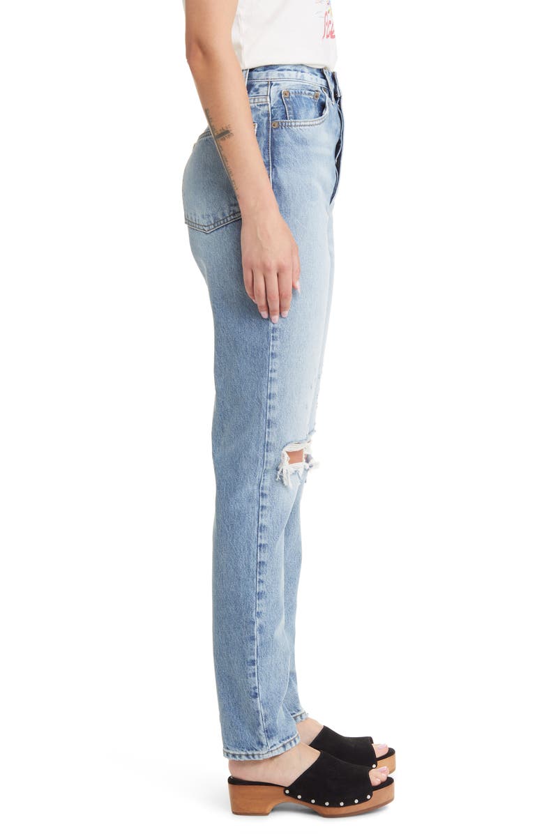 Re/Done Drainpipe Ripped Super High Waist Skinny Jeans, Alternate, color, 