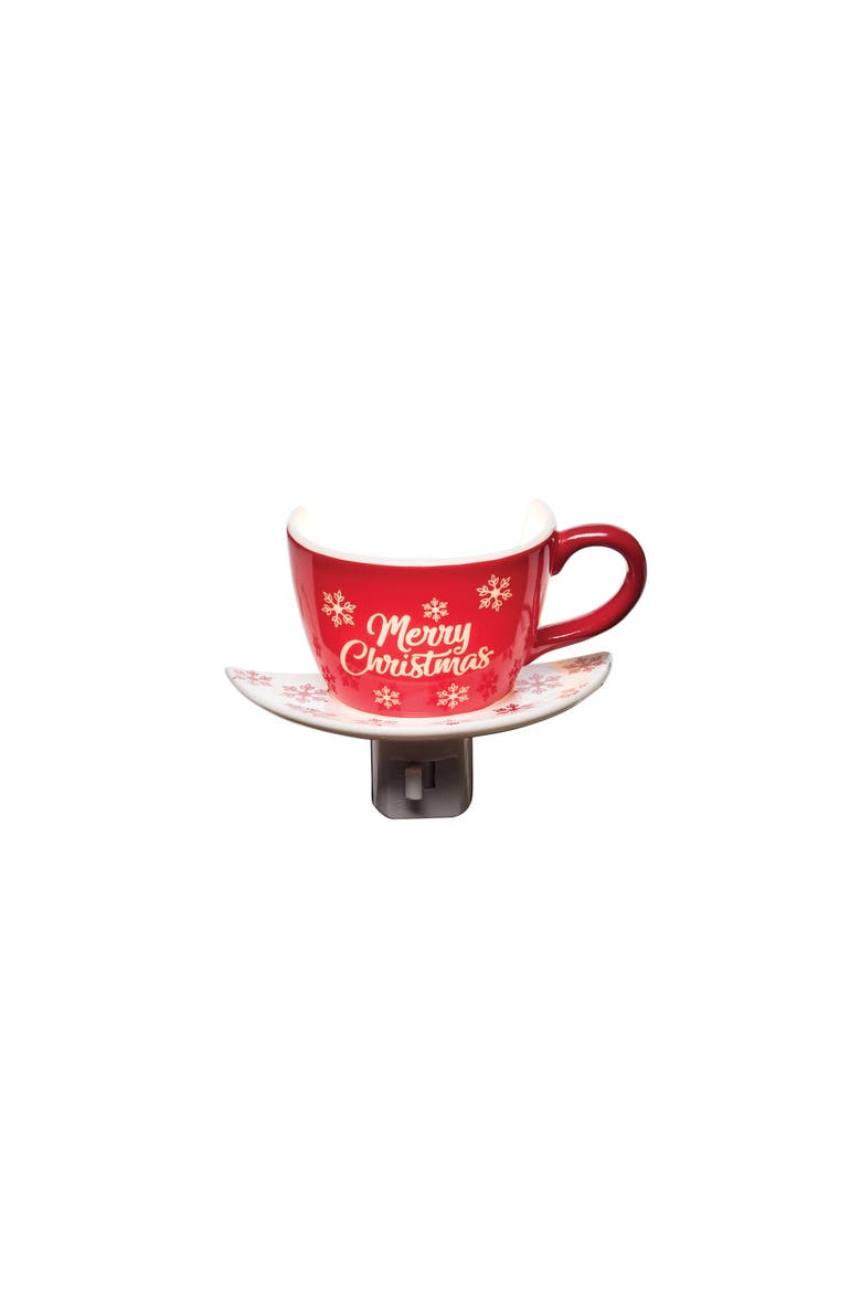 Merry Christmas Teacup Nightlight, Main, color, Red