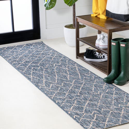 Jonathan Y Madaba Moroccan Trellis Indoor/outdoor Area Rug In Navy/light Gray
