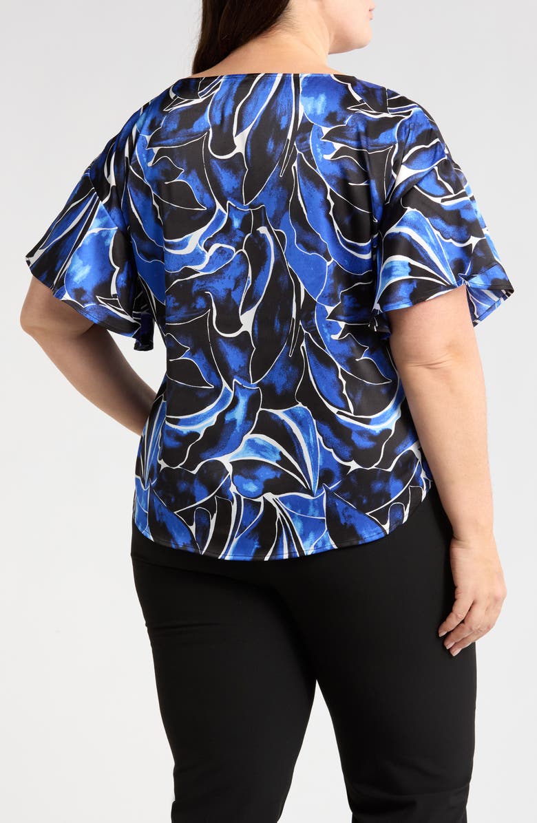 Anne Klein Printed Flutter Sleeve Top, Alternate, color, 