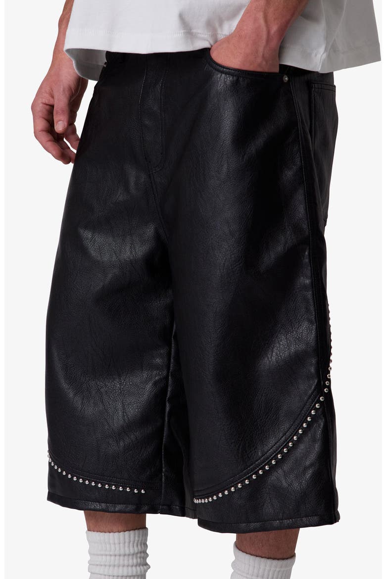 Ultra Baggy Studded Faux Leather Shorts, Alternate, color, BLACK
