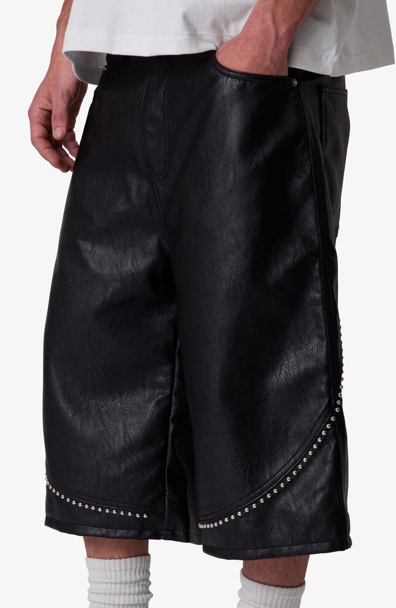 mnml Ultra Baggy Studded Faux Leather Shorts, Alternate, color,