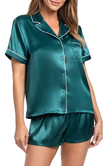 In Bloom By Jonquil Stefani Solid Satin Short Pajamas In Green