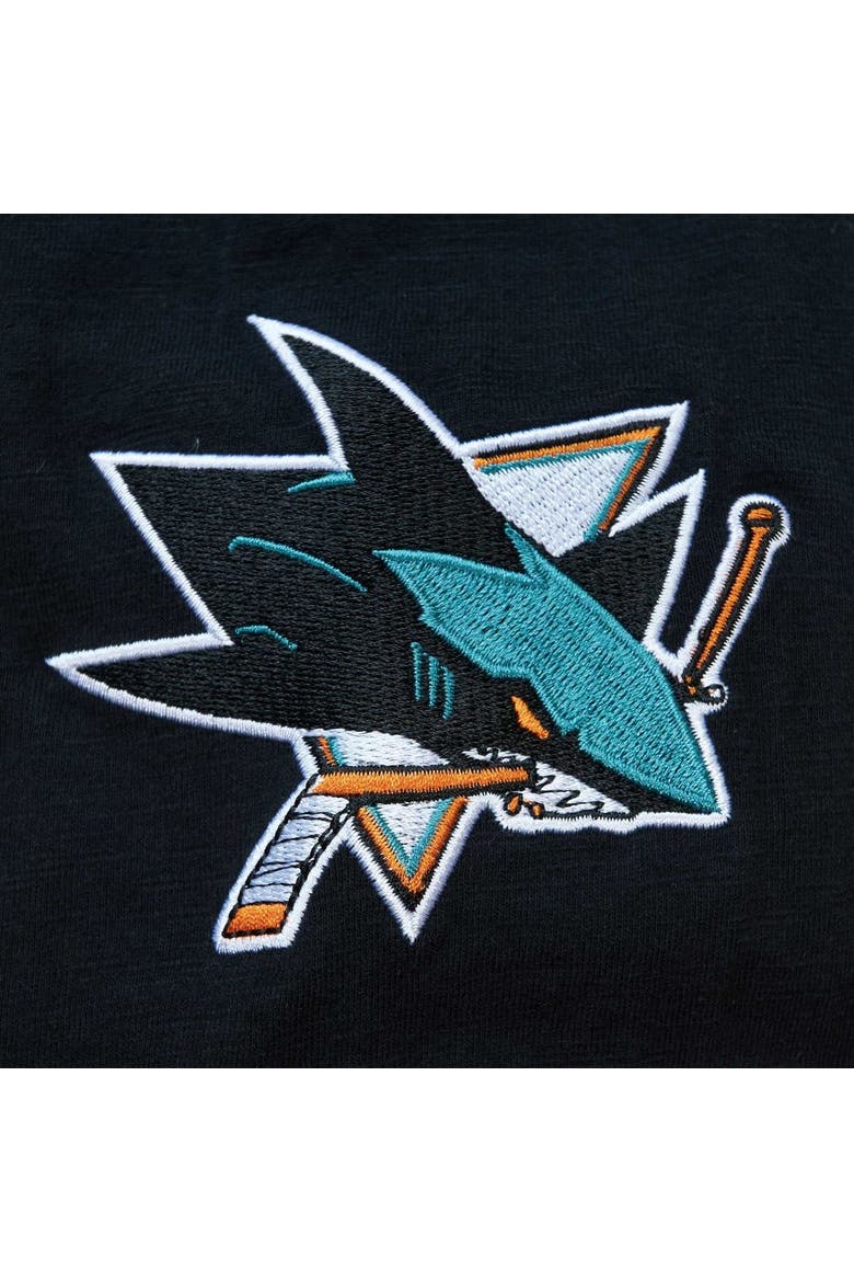 Men's Mitchell & Ness Black San Jose Sharks Legendary Slub Hoodie Long Sleeve T-Shirt, Alternate, color, Black