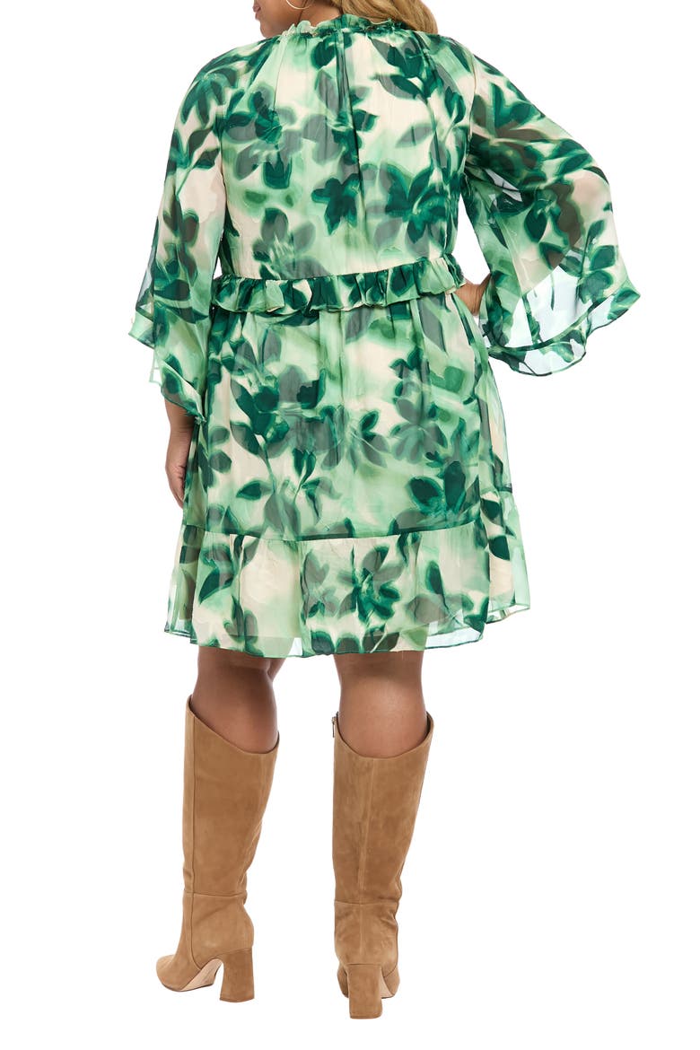Floral Ruffle Chiffon A-Line Dress, Alternate, color, CREAM GREEN