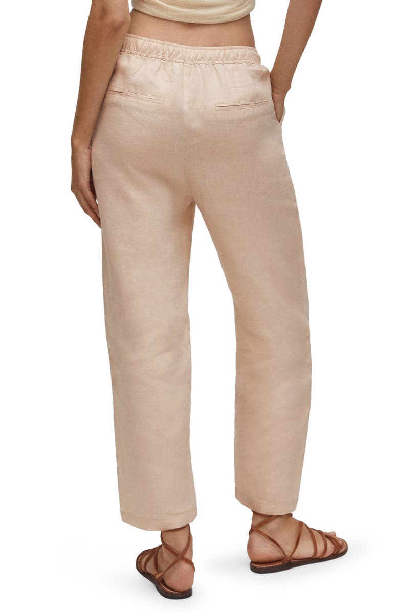 MANGO Drawstring Linen Pants, Alternate, color,
