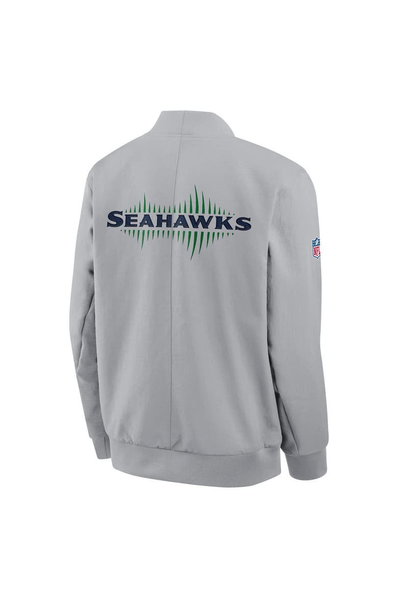 Men's Nike  Wolf Gray Seattle Seahawks 2025 Rivalries Collection Sideline Full-Zip Bomber Jacket, Alternate, color, Gray