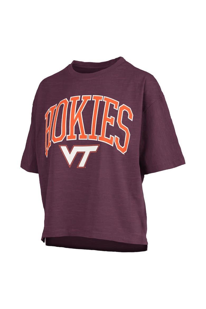 Women's Pressbox Maroon Virginia Tech Hokies Nelson Arch Over Logo Waist Length Oversized Slub T-Shirt, Alternate, color, Maroon
