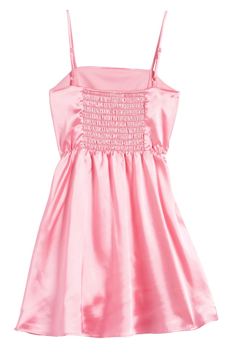 Kids' Ruffle Satin Dress, Alternate, color, BARBIE PIN