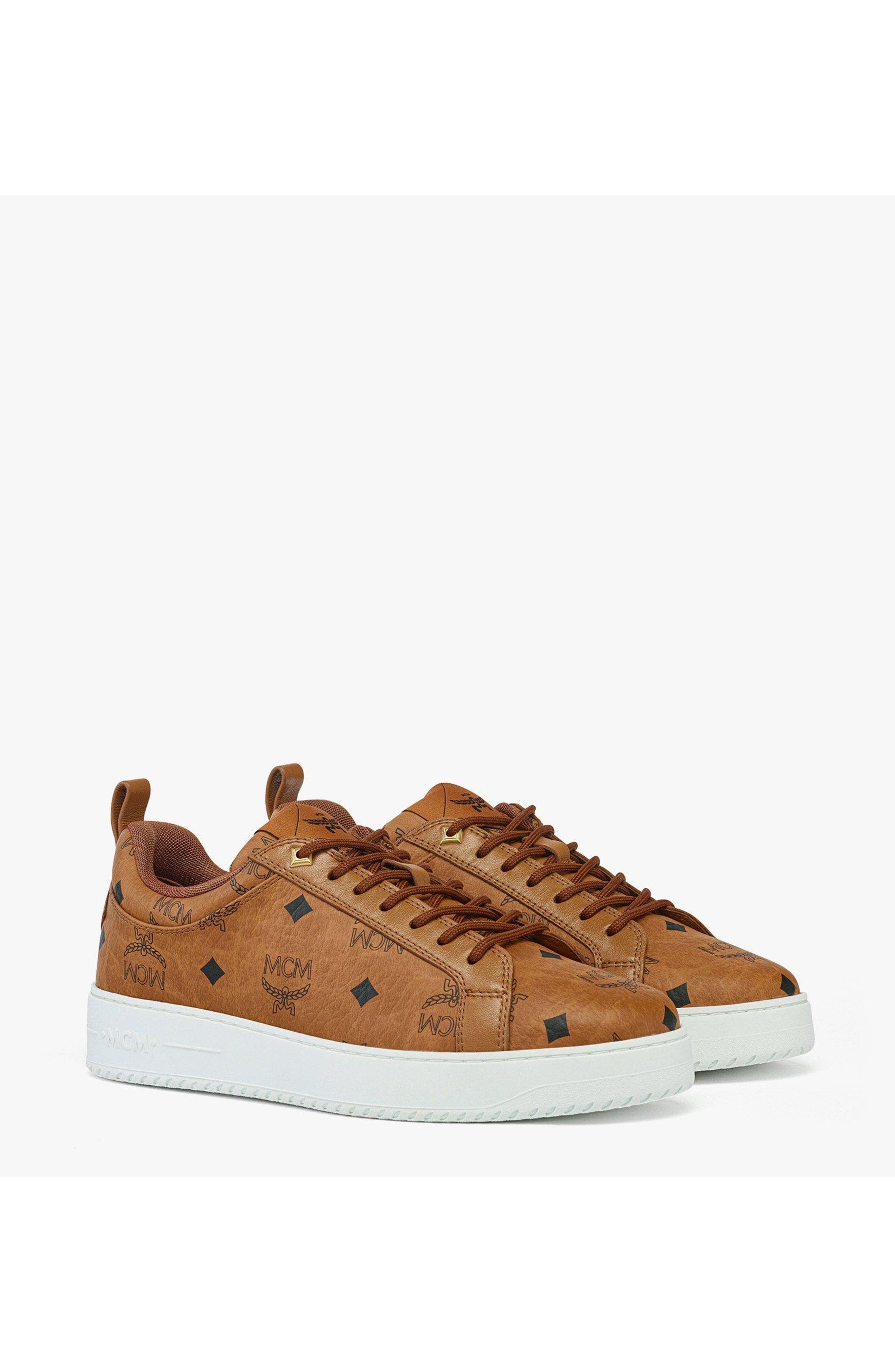 MCM Neo Terrain Lo Sneakers in Visetos, Main, color, Cognac