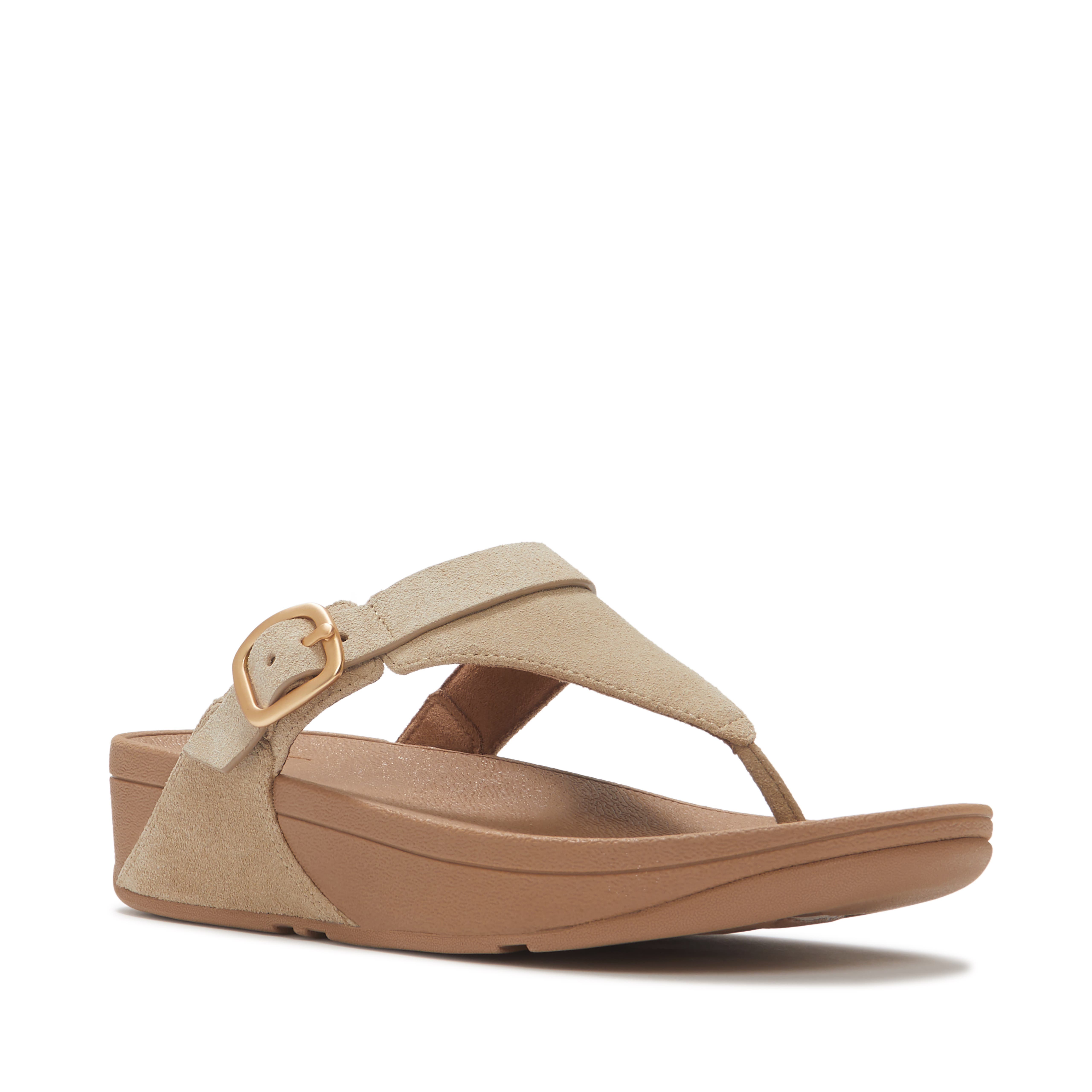 FitFlop Lulu Buckle Suede Toe-Post, Main, color, Cappuccino