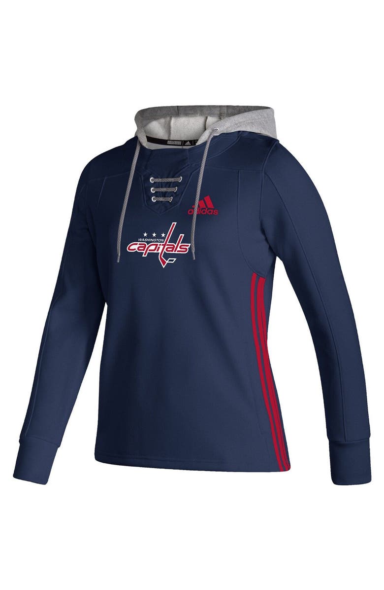 adidas Women's adidas Navy Washington Capitals Skate Lace AEROREADY Pullover Hoodie, Alternate, color, 