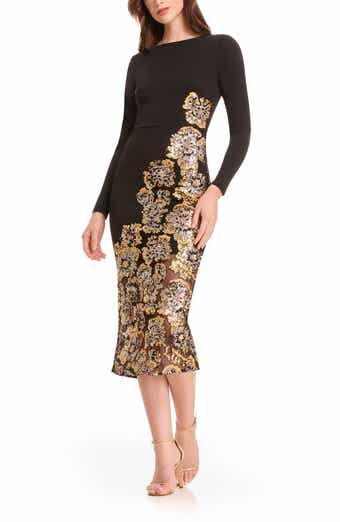 Mara Sequin Long Sleeve Midi Dress