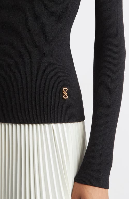 Proenza Schouler Fox Longline Logo Rib Turtleneck Top In Black