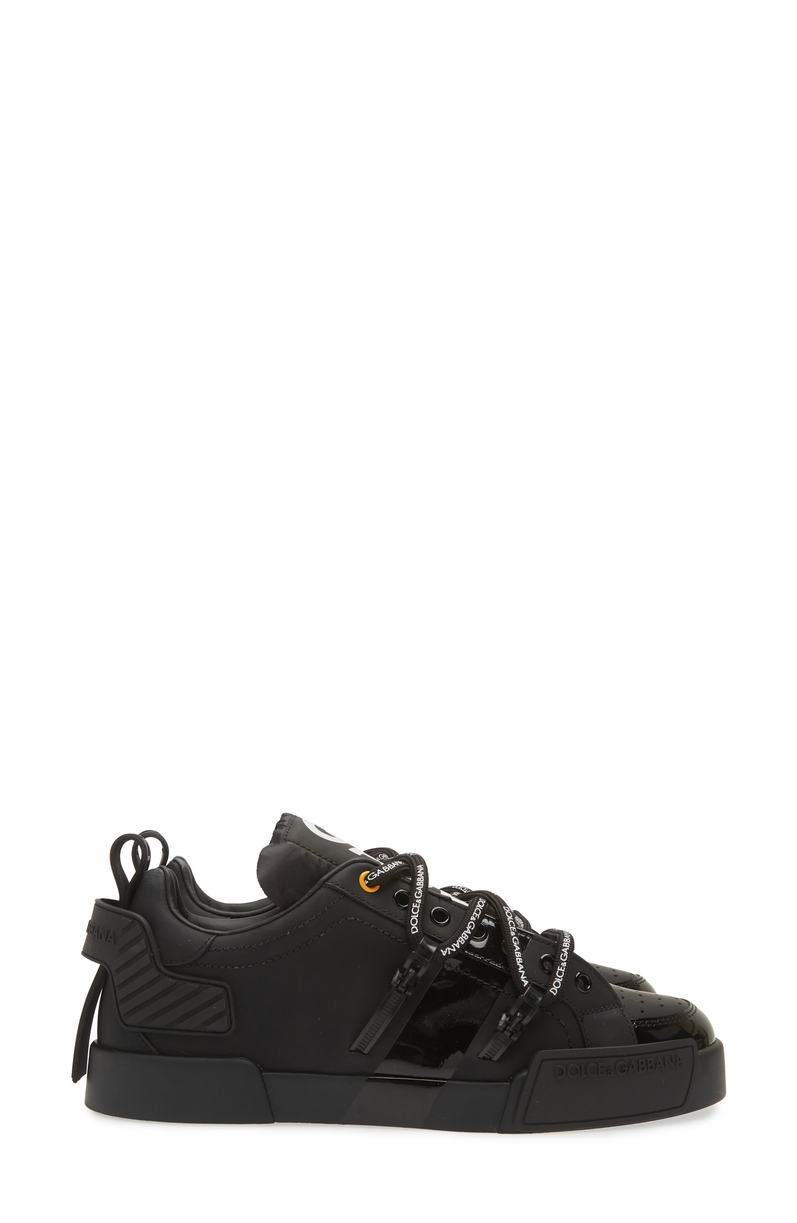 Dolce&Gabbana Portofino Leather Sneaker, Alternate, color, Black