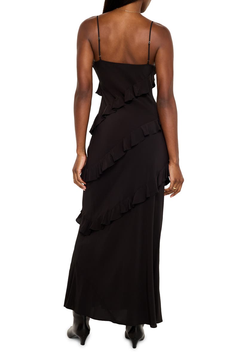 Good American Bias Cut Ruffle Chiffon Slipdress, Alternate, color, 