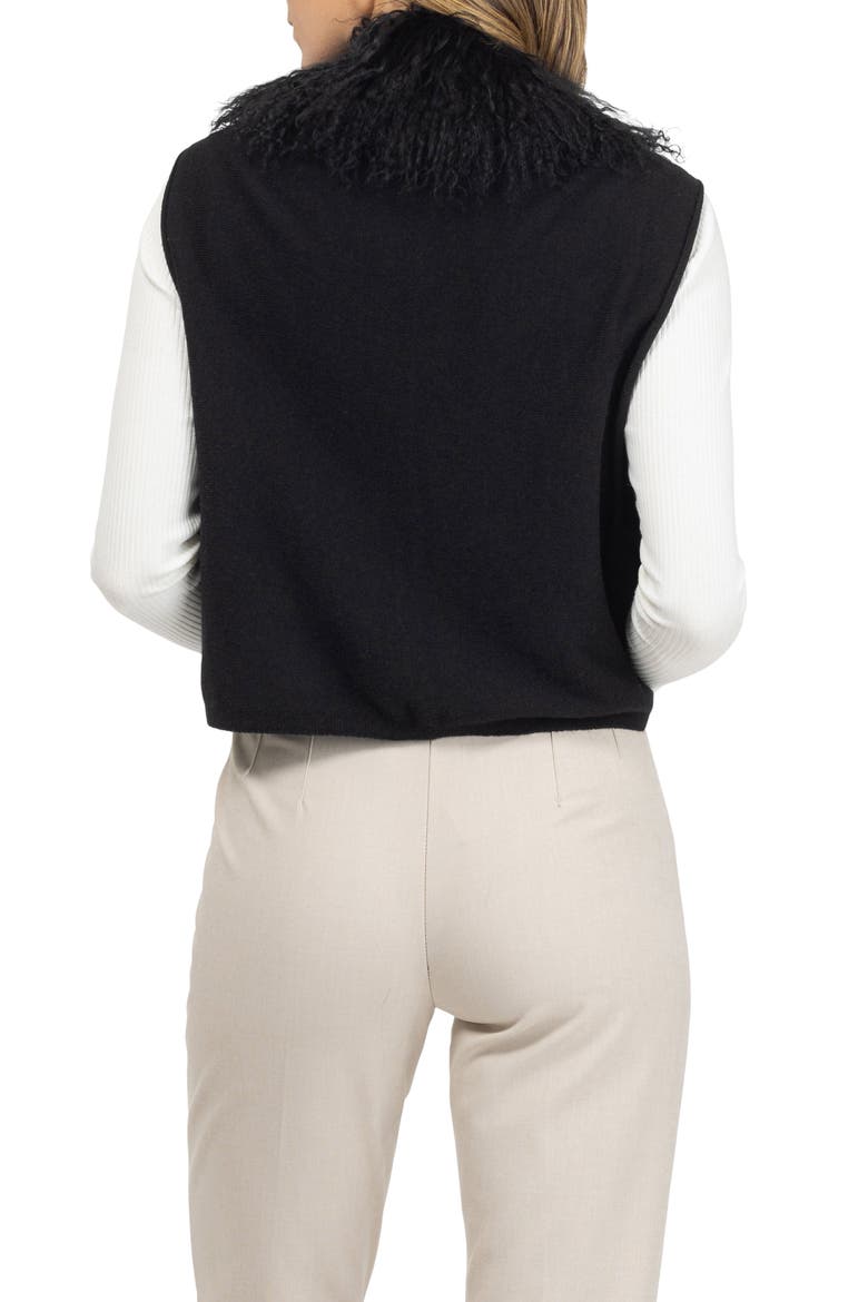 Select Cashmere And Merino Wool Blend Vest With Select Genuine Shearling Trim, Alternate, color, BLACK