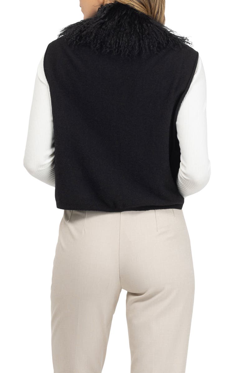 GORSKI Select Cashmere And Merino Wool Blend Vest With Select Genuine Shearling Trim, Alternate, color, Black