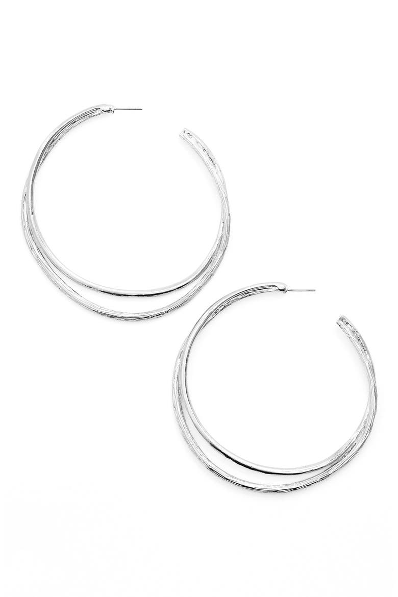 Split Hoop Earrings, Main, color, SILVER
