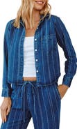 Bella Dahl Indigo Stripe Crop Tencel™ Button-Up Shirt