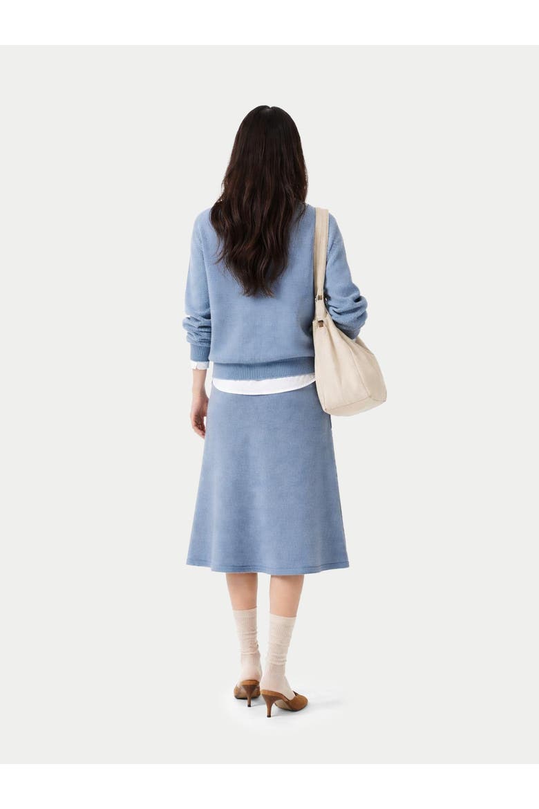 A-Line Cashmere Knitted Skirt, Alternate, color, Dusty blue