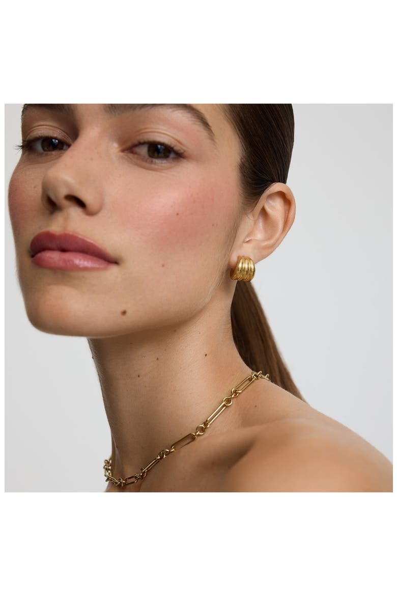 Ribbed Small Hoop Earrings, Alternate, color, GOLD