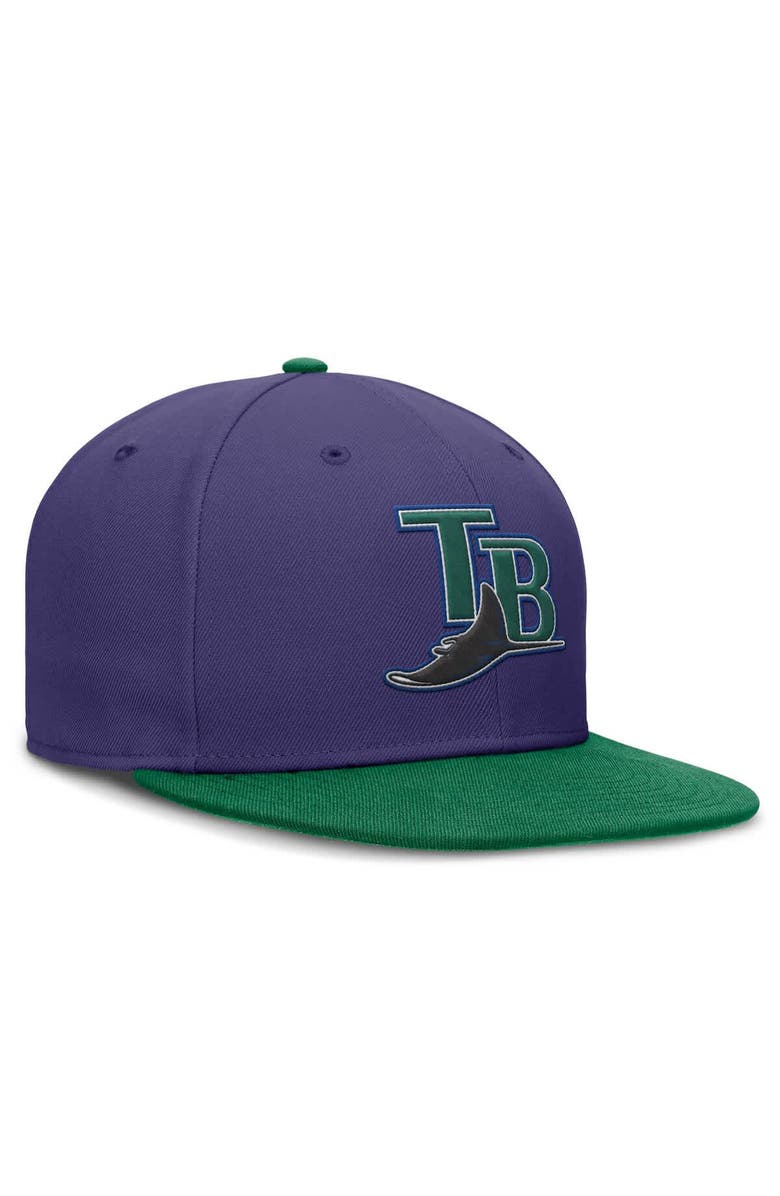 Nike Men's Nike Purple/Green Tampa Bay Rays True Primetime Two-Tone Performance Fitted Hat, Alternate, color, Purple
