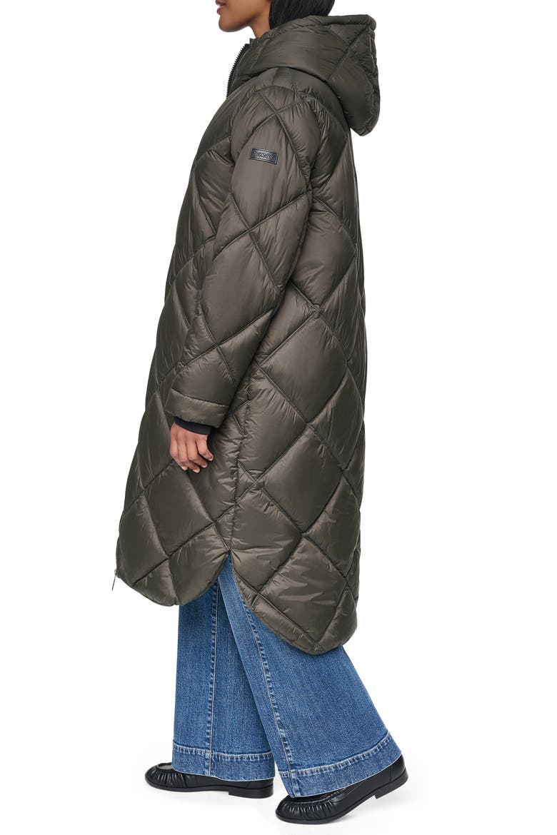 Diamond Quilted Maxi Puffer Jacket, Alternate, color, LODEN