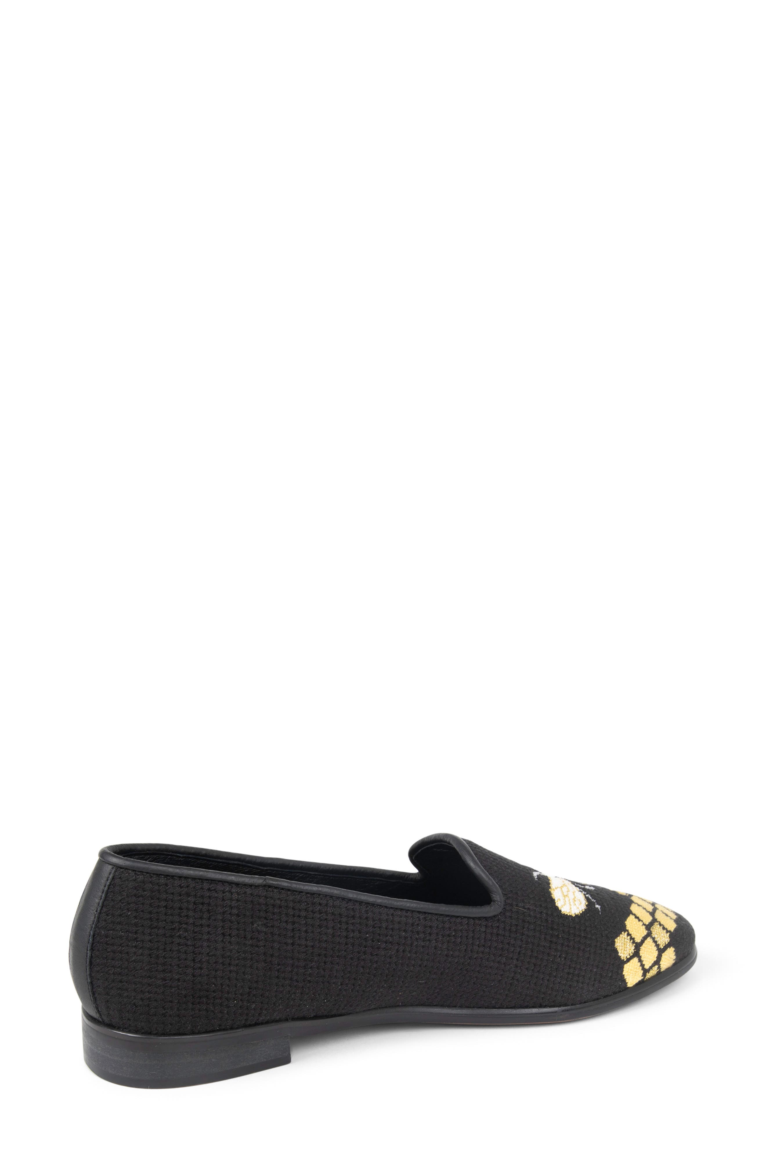 ByPaige Honeycomb Bee Needlepoint Loafer, Alternate, color, Black