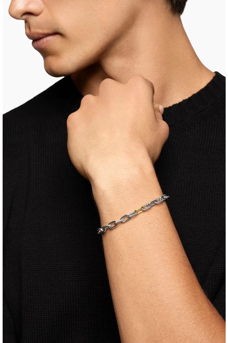 Men's DY Madison® Chain Bracelet in Sterling Silver with 18K Yellow Gold, 6mm, Alternate, color, SILVER