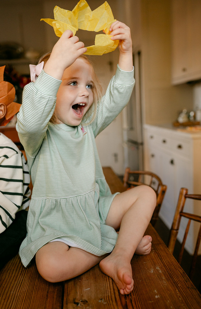 Little Paper Kids London Dress, Alternate, color, Sage Stripe