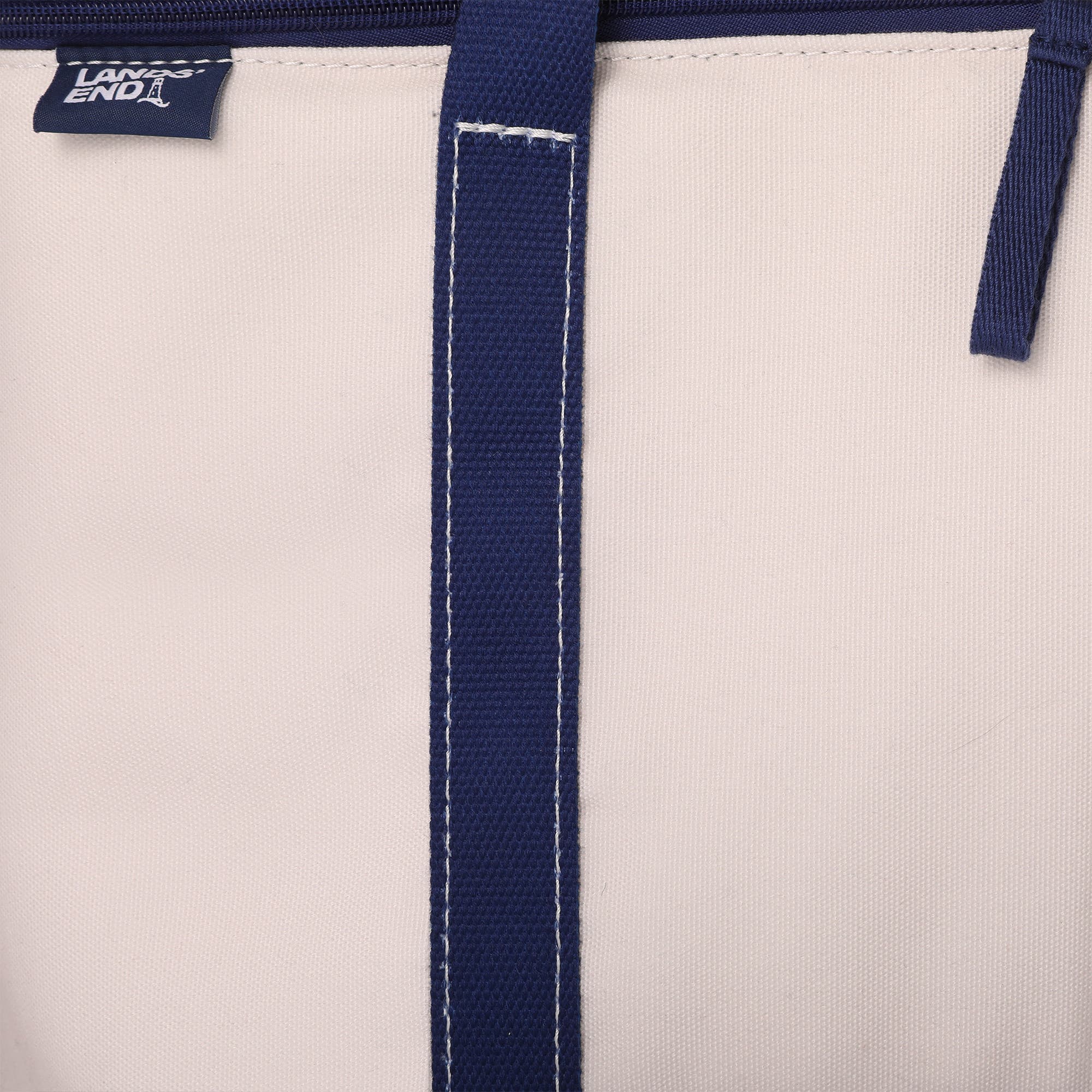 Lands' End Rectangular Large Cooler Bag Insulated 8 Gal, Canvas Soft Cooler with Tote Handles and Zip Closure, Alternate, color, Navy