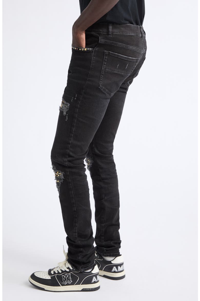 MX1 Studded Patch Ripped Skinny Jeans, Alternate, color, VINTAGE BLACK