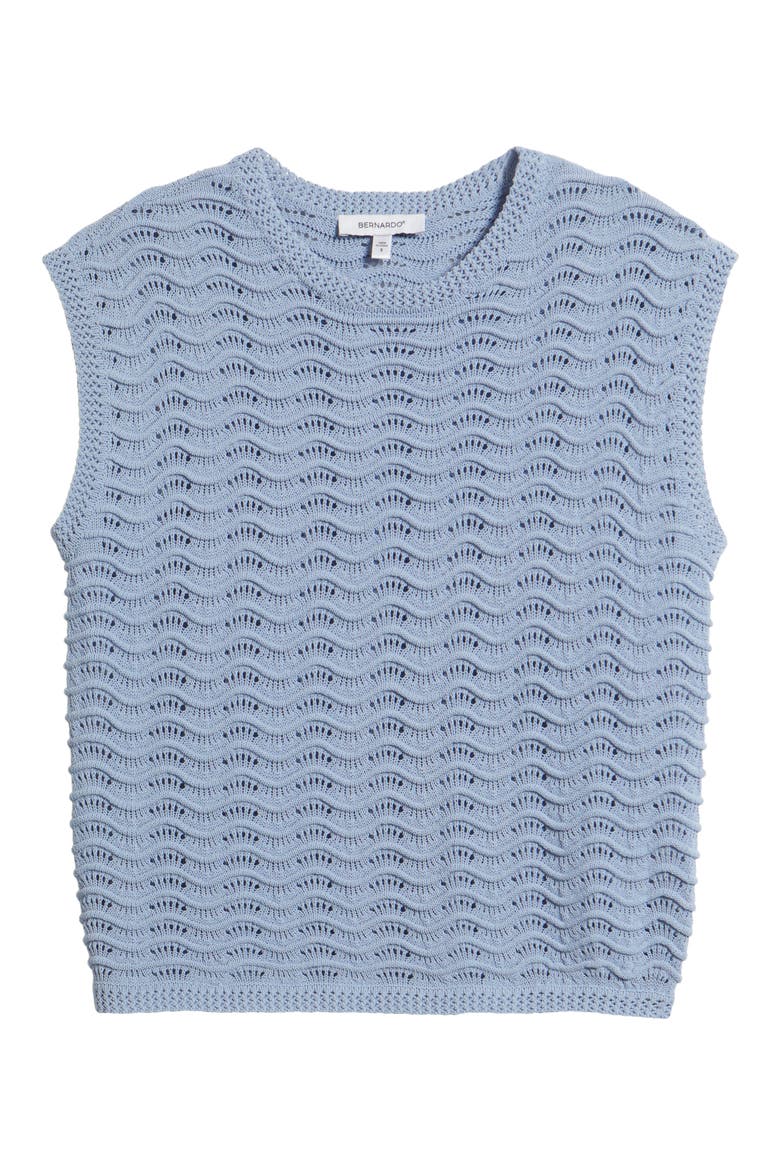 Wave Pointelle Knit Tank, Alternate, color, BLUE HERON