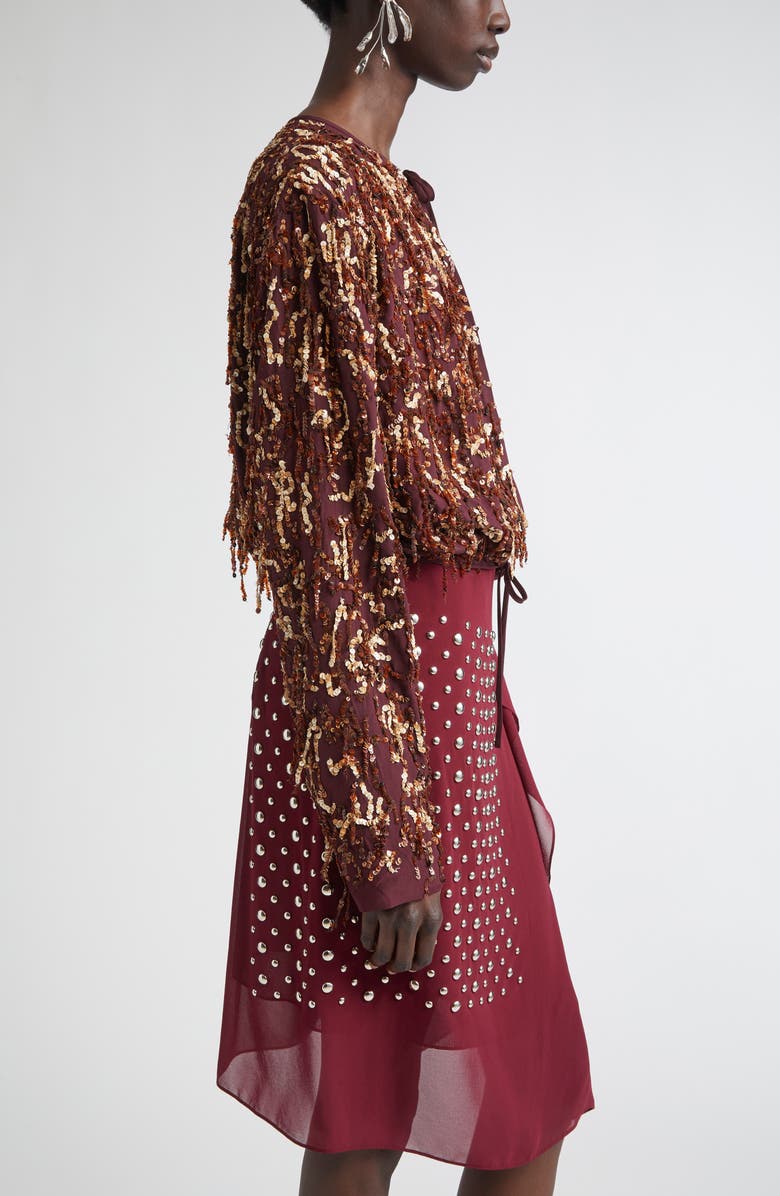 Dries Van Noten Sequin Embellished Silk Crop Jacket, Alternate, color, 