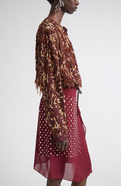 Dries Van Noten Sequin Embellished Silk Crop Jacket