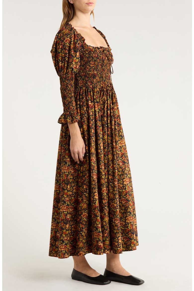 Bijou Floral Midi Dress, Alternate, color, NOIR REVE DES JARDIN