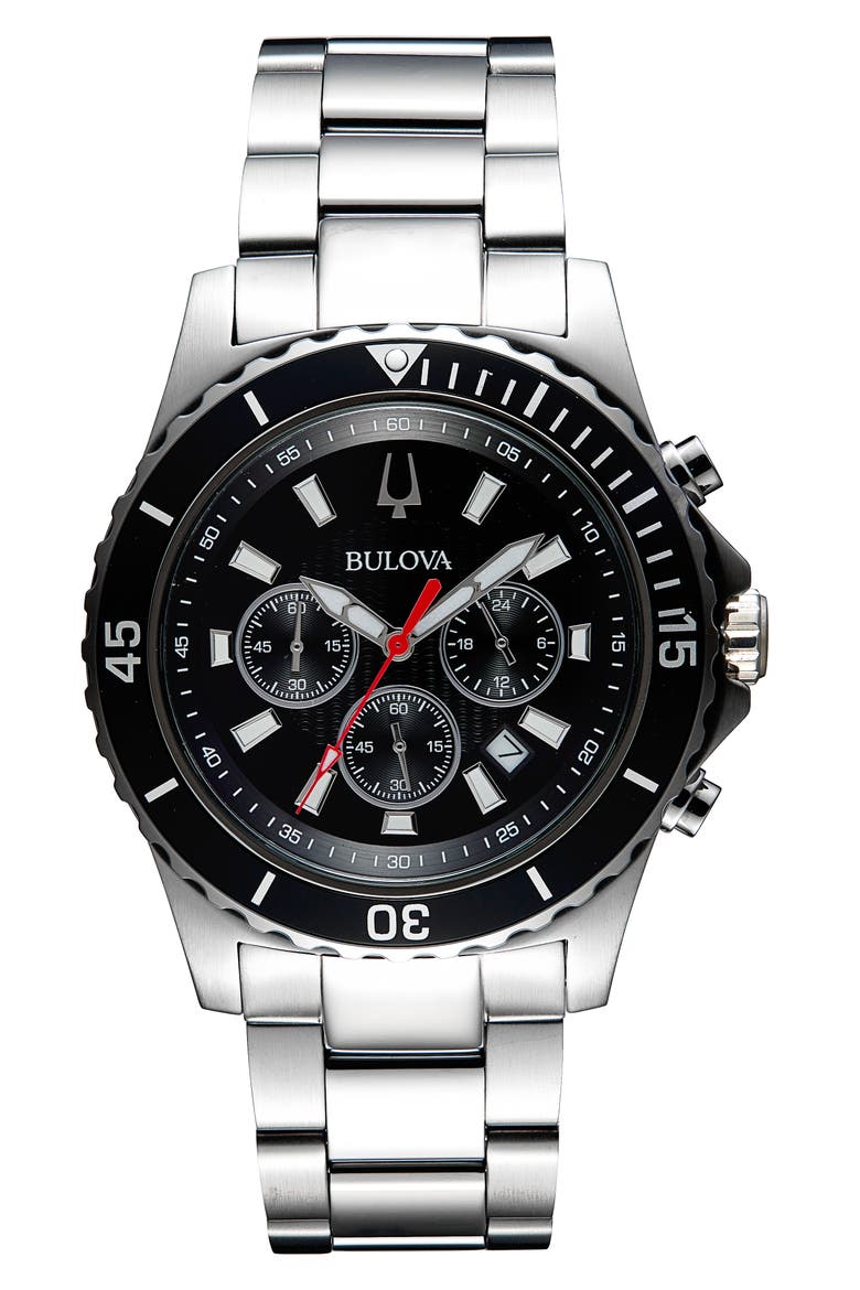 Chronograph Quartz Bracelet Watch, 44mm, Main, color, BLACK