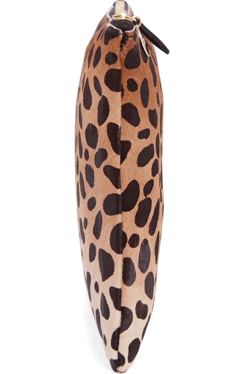 Clare V. Genuine Calf Hair Leopard Print Zip Clutch, Alternate, color,