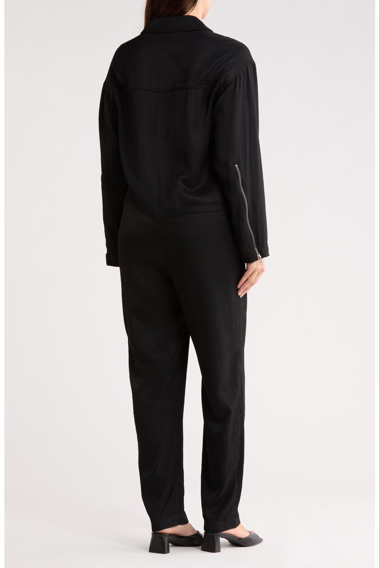 Long Sleeve Front Zip Jumpsuit, Alternate, color, BLACK