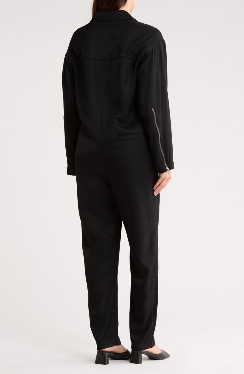 Longchamp Long Sleeve Front Zip Jumpsuit, Alternate, color, Black
