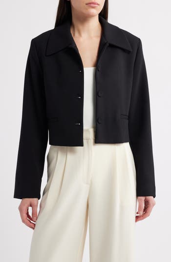 Mango Cagliari Crop Jacket In Black