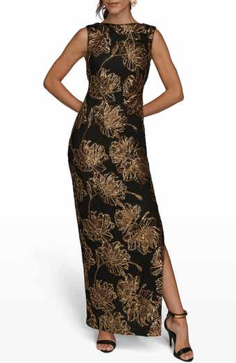 Sequin Floral Sleeveless Gown