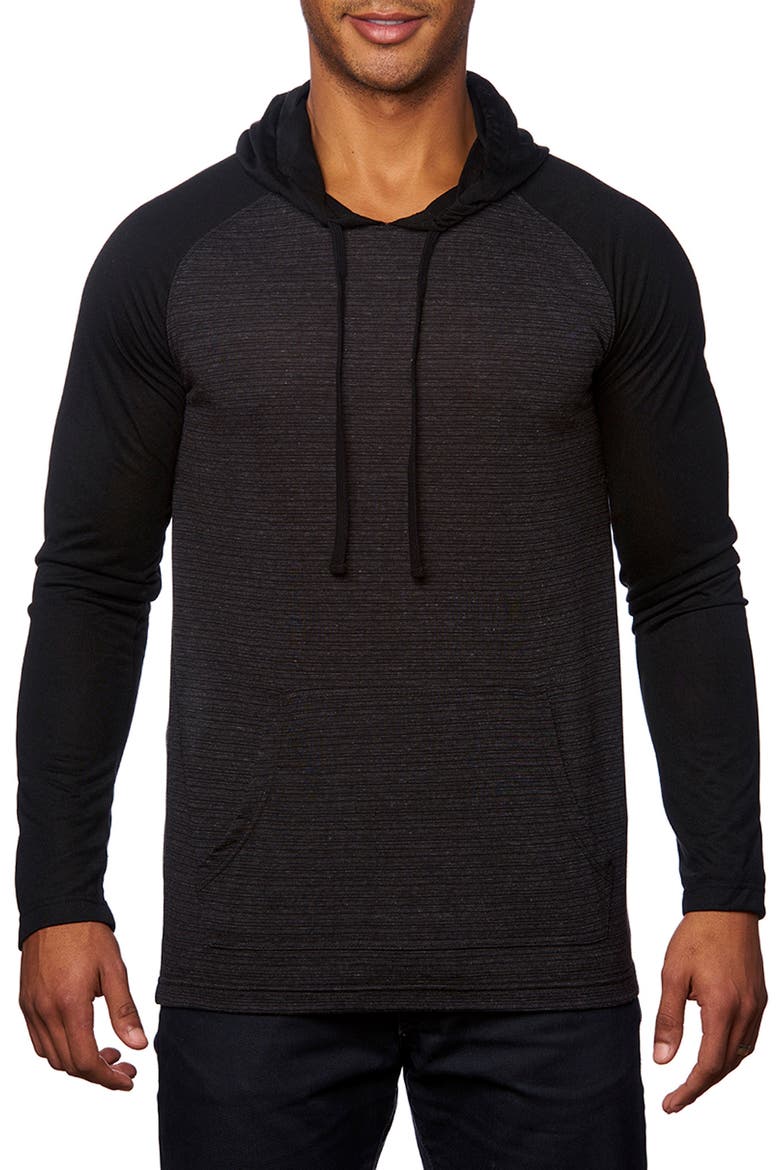 Colorblock Raglan Sleeve Hoodie, Main, color, CARBON