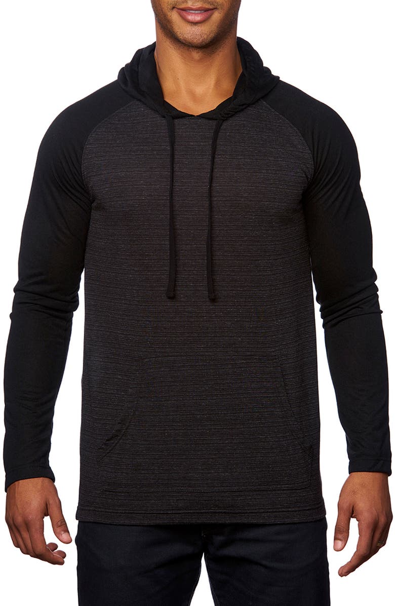 BURNSIDE Colorblock Raglan Sleeve Hoodie, Main, color, Carbon