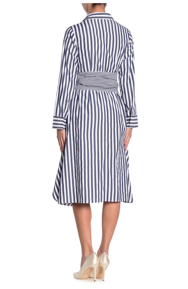 TOV Striped Tie Waist A-Line Shirt Dress, Alternate, color,