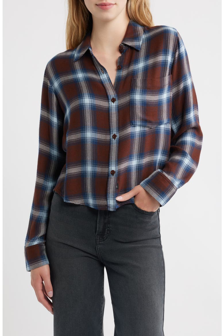 Malin Plaid Button Down Shirt, Main, color, ESPRESSO INDIGO