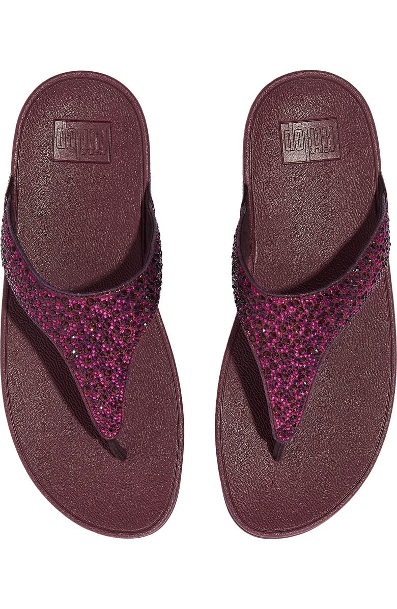 FitFlop Lulu Crystal Mix Toe Post Wedge Sandal, Alternate, color, Metallic Plumberry